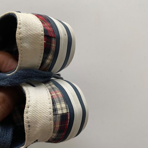 Zara Baby Sneakers US Size 2. Blue Lace Up Red Check - Picture 9 of 11